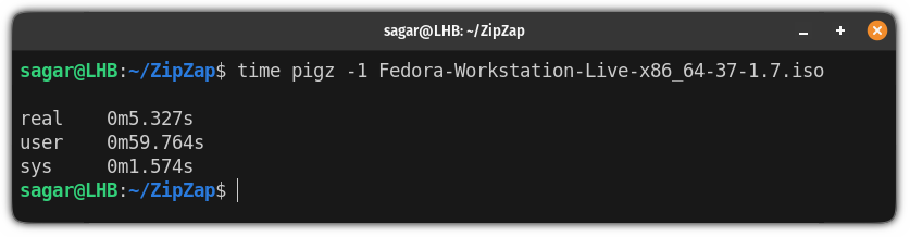 Speed up the compression process using the pigz command in linux