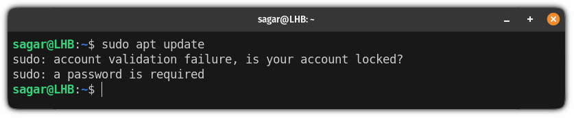 account validation failure, is your account locked in Linux