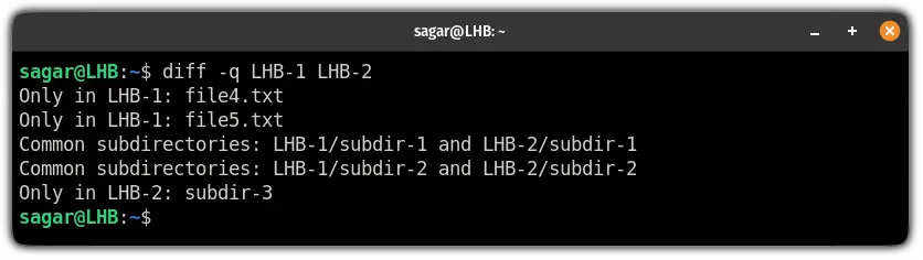 compare two directories in linux