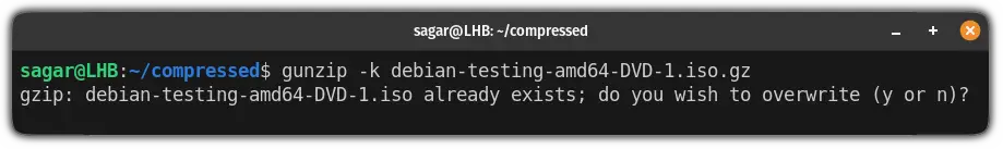 file already exists; do you wish to overwrite (y or n)?