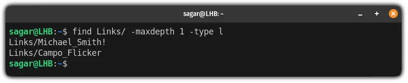 search symbolic links to certain depth in linux