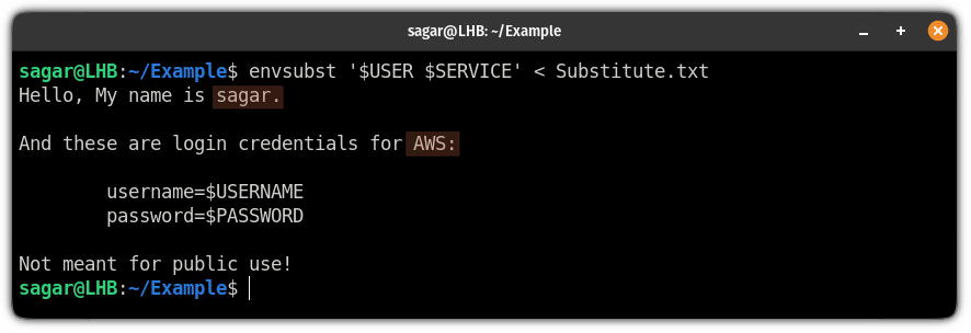 substitue specific variables using envsubst with SHELL-FORMAT on linux