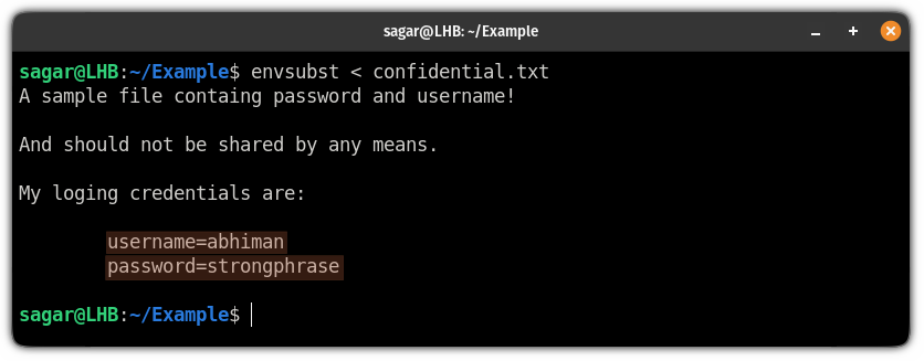 use envsubst command to change environment variable values in file on linux