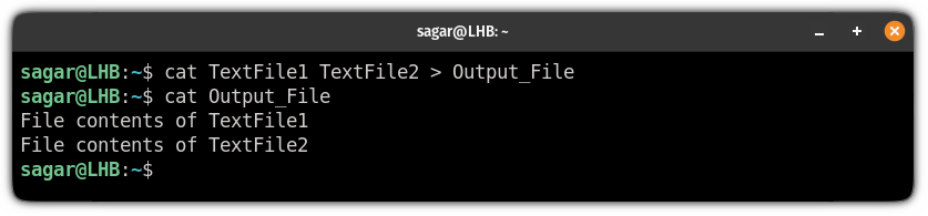 Concatenate and save file contents to a new file using cat command in linux