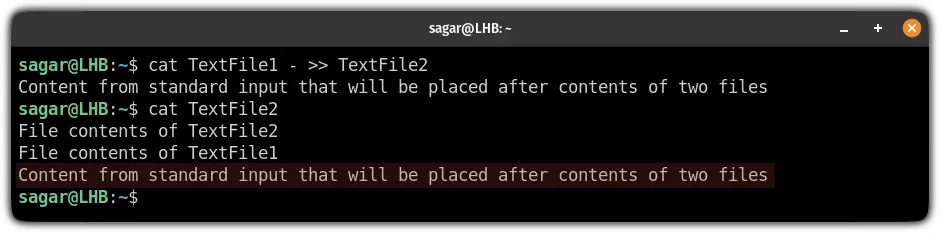 add additional data while Concatenate files in linux using the cat command