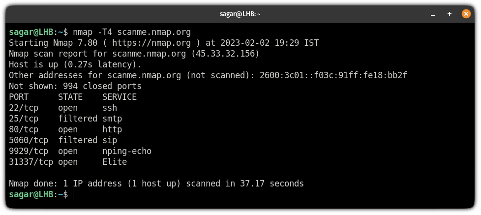 use time policy with the nmap command to scan faster