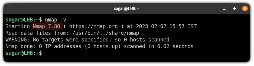 check installed version of nmap on linux