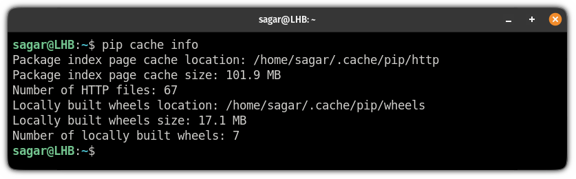 find the size of pip cache