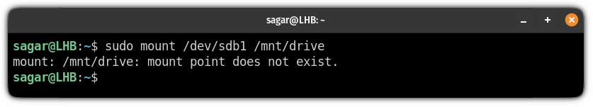mount point does not exist error in linux