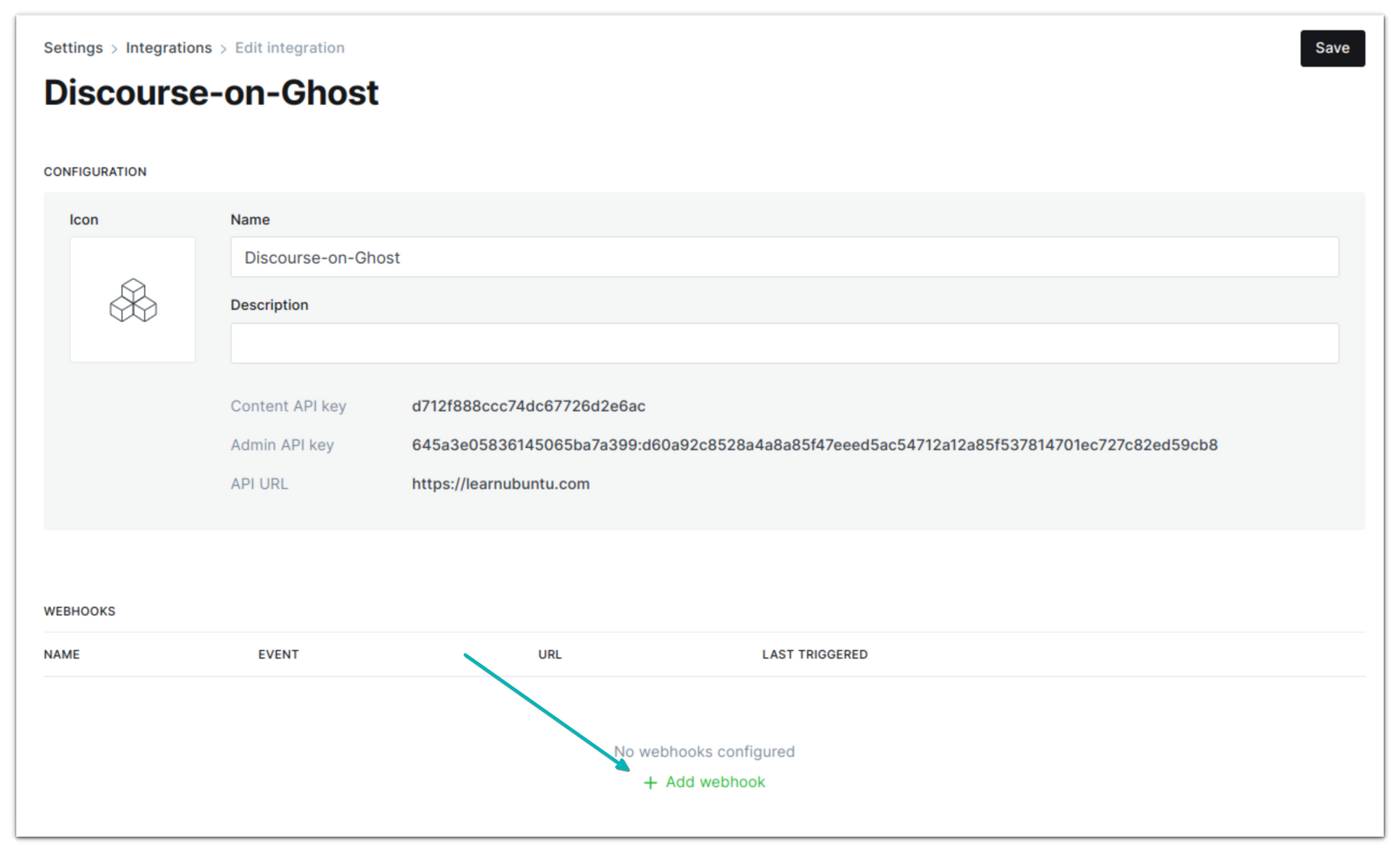 Adding webhooks in Ghost