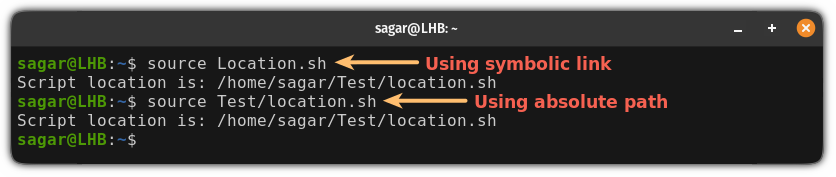 get the location of the script using the bash script itself