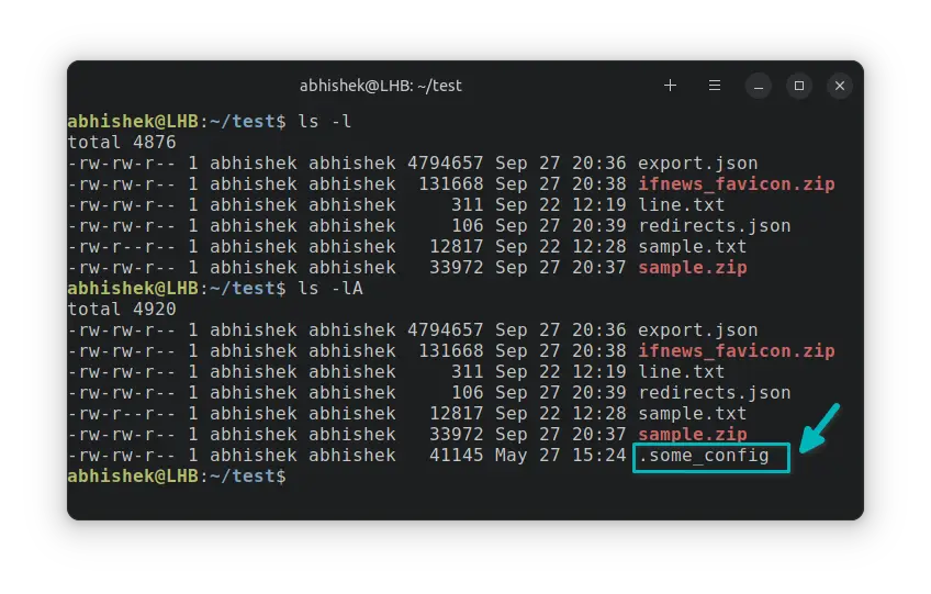 Showing hidden files in Linux