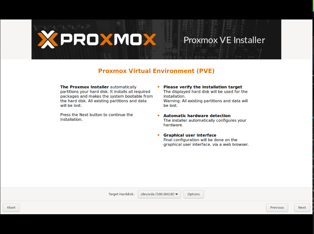 Select where to install Proxmox