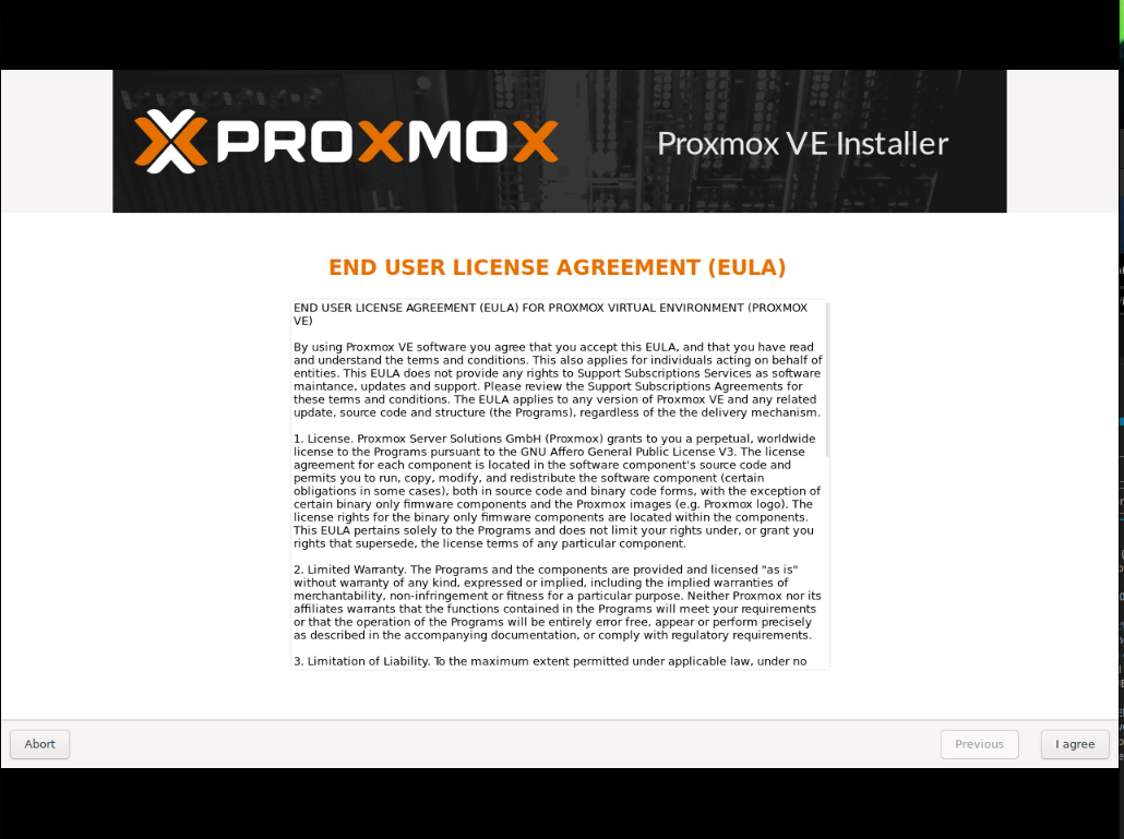 Accept EULA while installing Proxmox