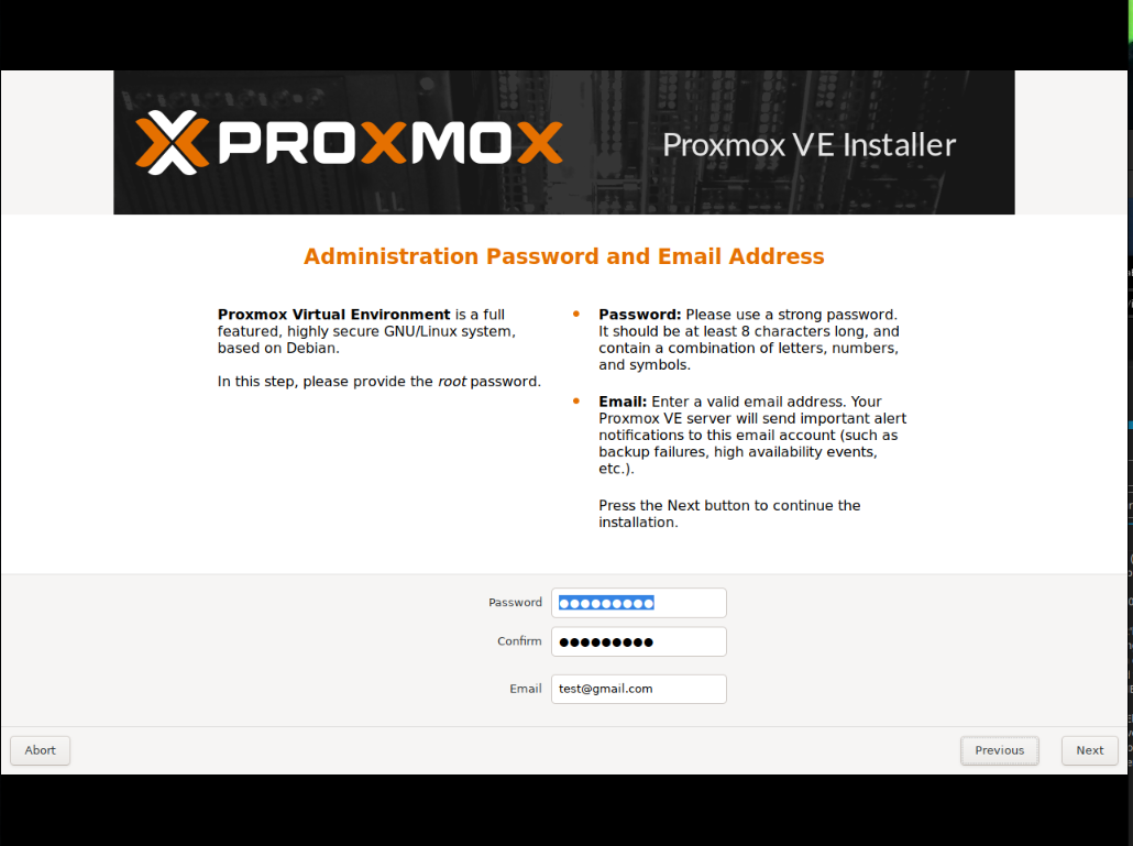 Creating user password in Proxmox
