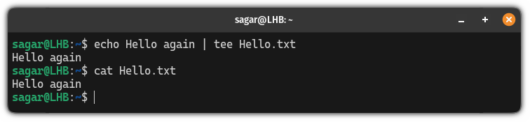 use tee command to redirect the output in file