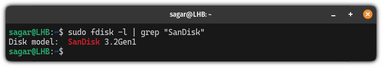 use the fdisk command to find the USB drive in Linux
