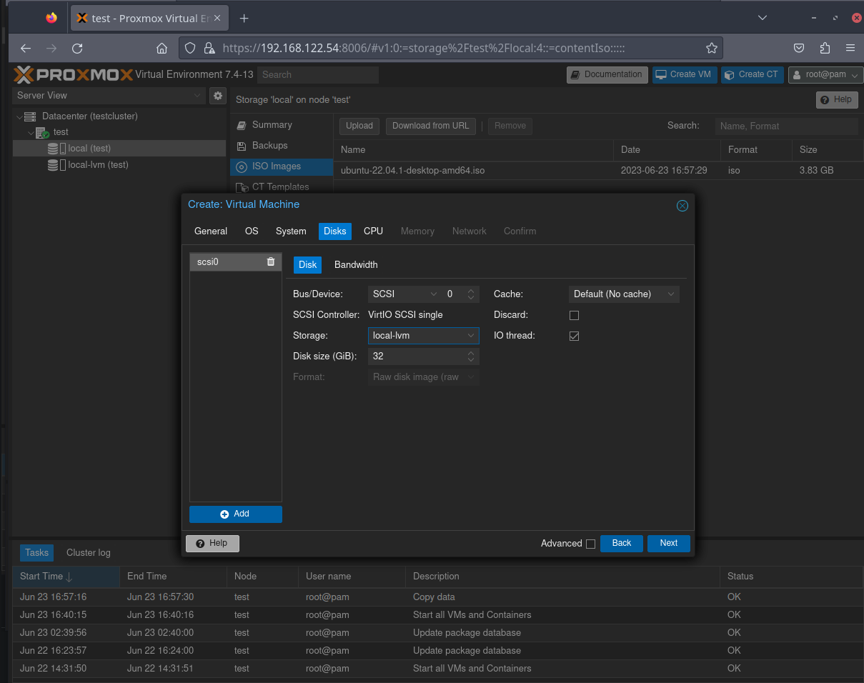 Configuring VM while creating it in Proxmox