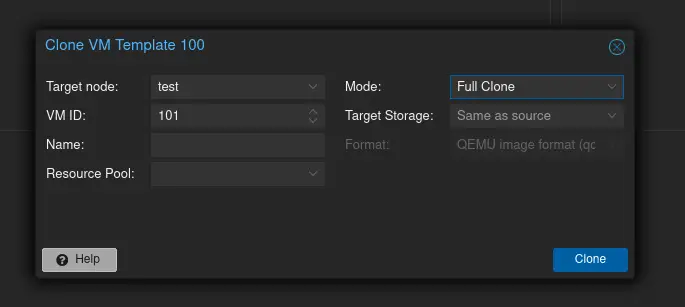 Creating a clone VM from template