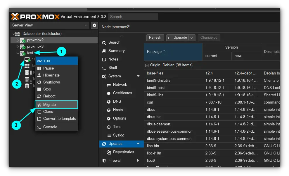 Right-click on the VM and select migrate from the context menu