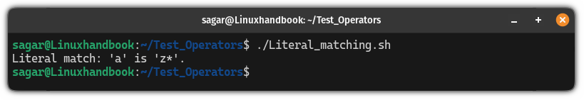 Literal matching using the == operator in bash