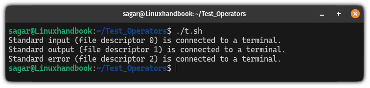 Use the -t operator in bash