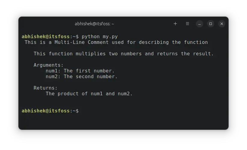 Printing the docstring