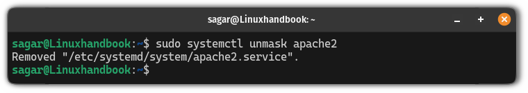 unmask the service using the systemctl command in Linux
