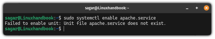 Failed to enable unit: Unit file apache.service does not exist.