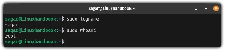 difference between whoami and logname command in linux