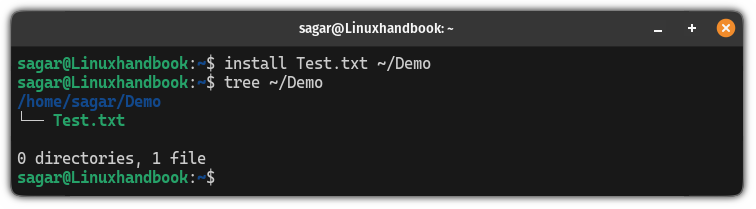 Copy files using the install command in Linux