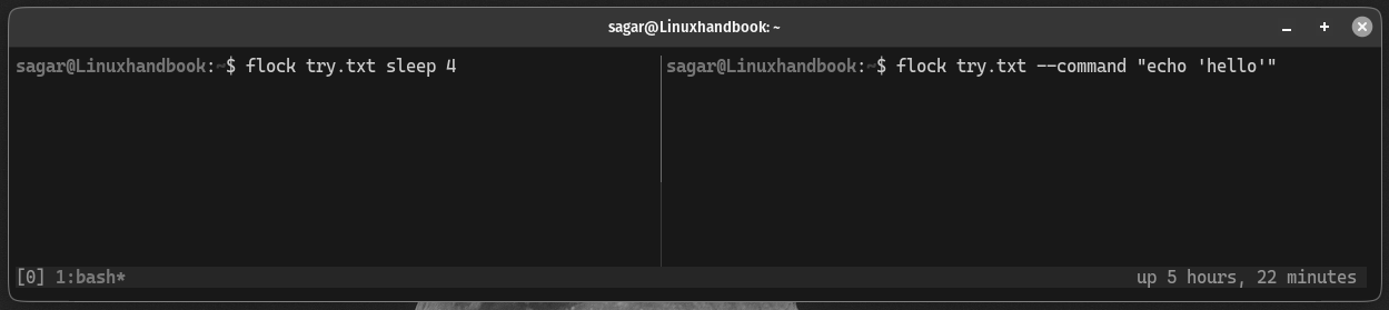 difference between normal locking and using the -u flag to unlock a file using the flock command in Linux