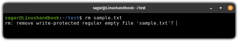 Removing write-protected file using the rm command