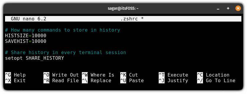 Share zsh history among every active terminal session