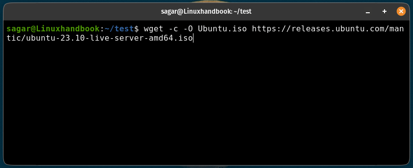Resume the interrupted download using the wget command