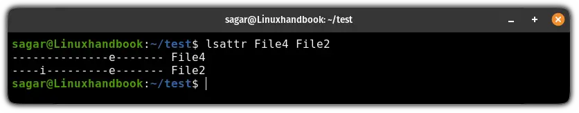 Find file attributes of multiple files using the lsattr command