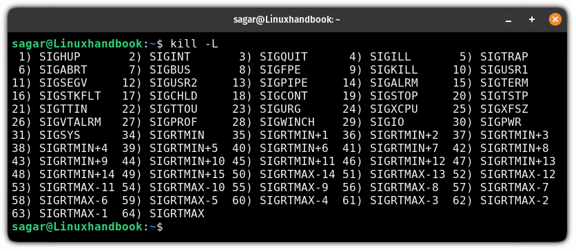 List available kill signals