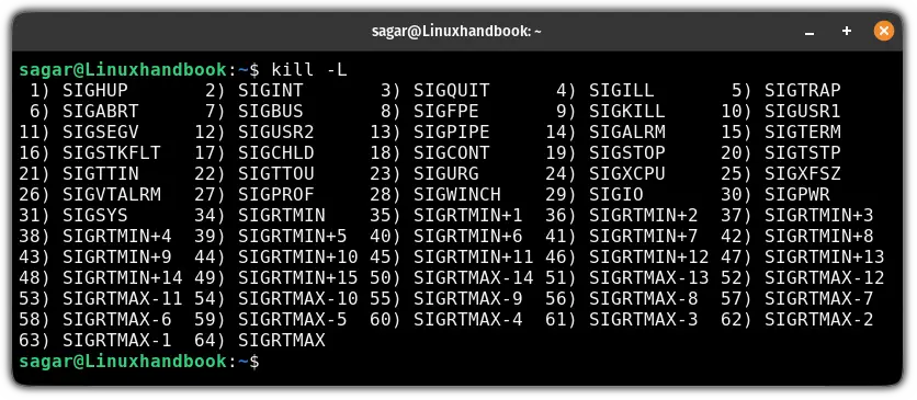 List available kill signals