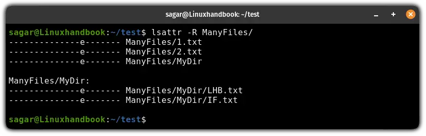 List file attributes recursively