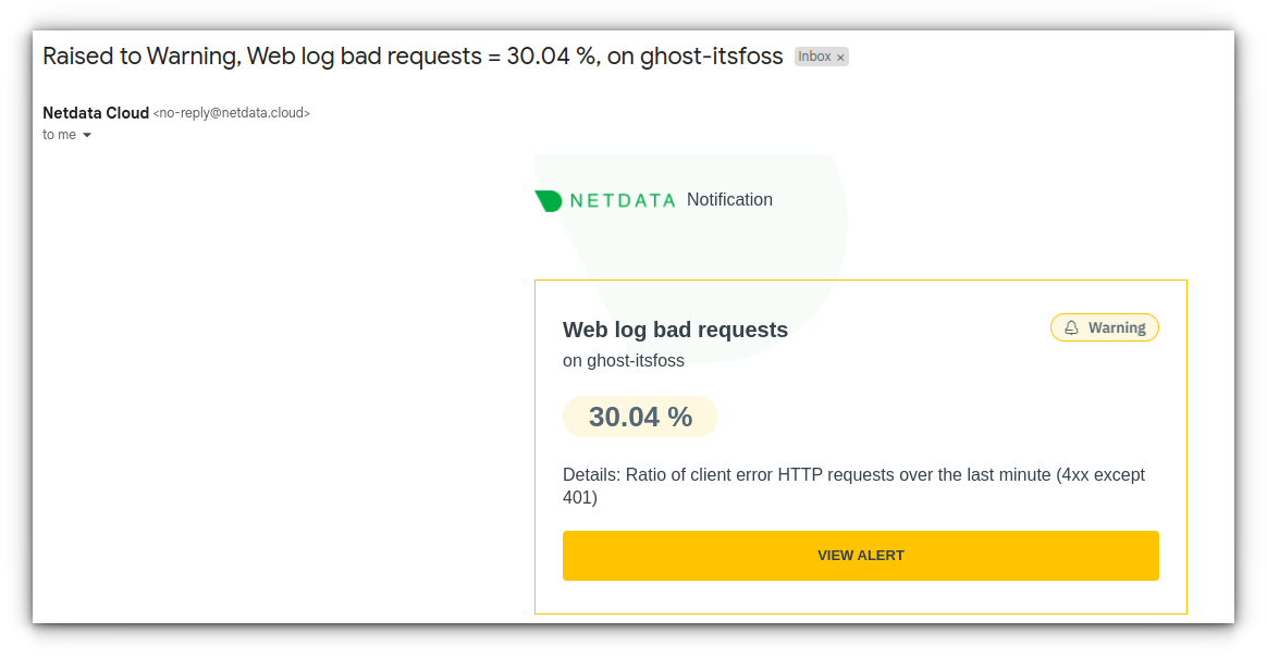 Netdata alert email