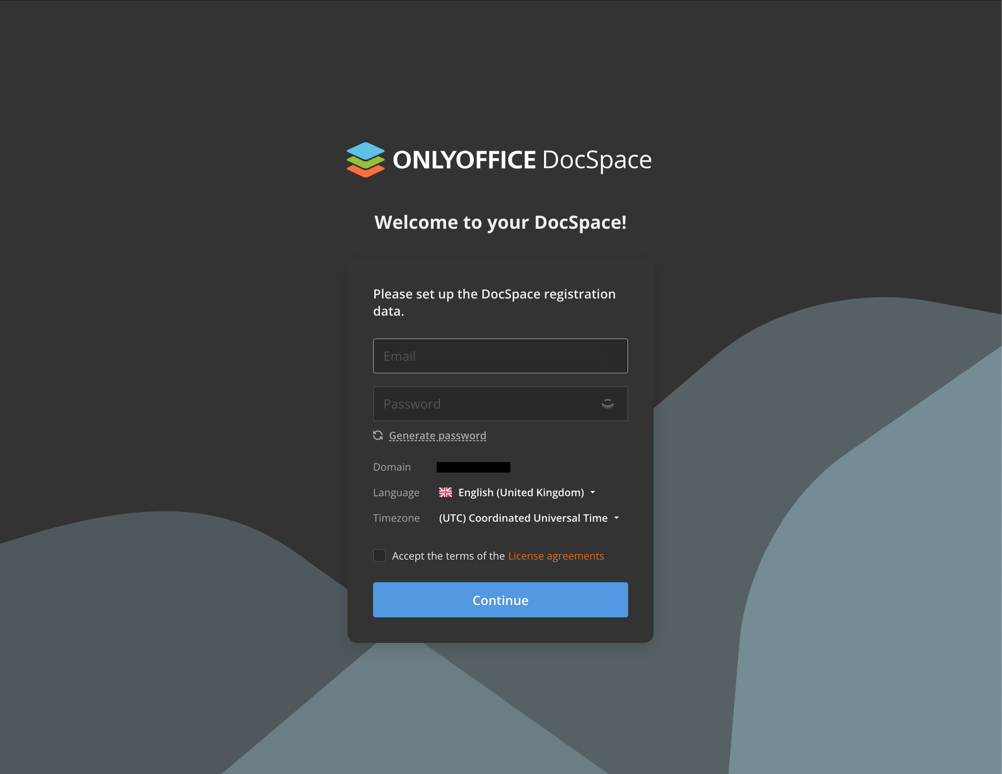 ONLYOFFICE Docspace login screen