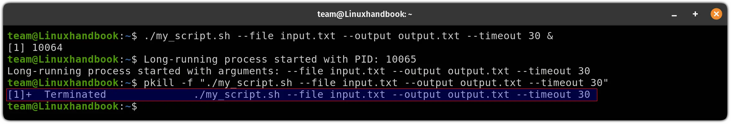 kill process based on the entier command line usig the pkill command