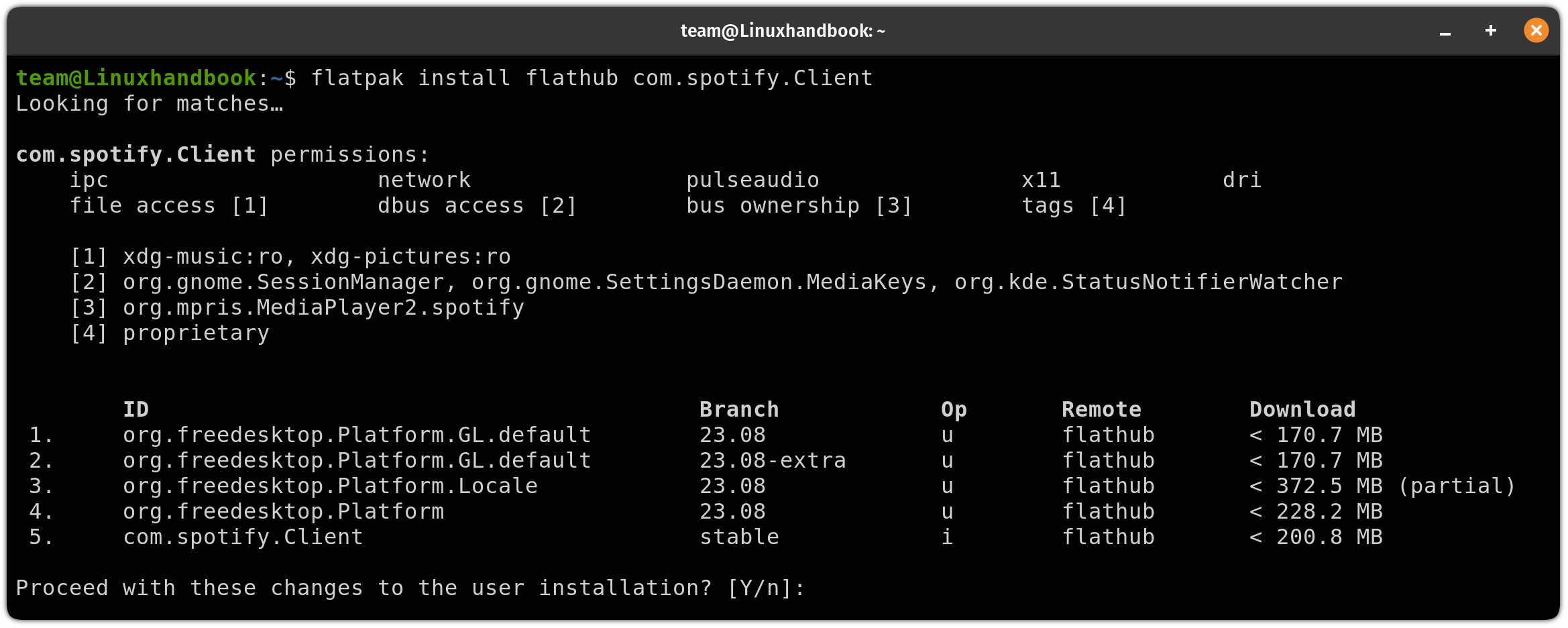 Install a package using Flatpak in Linux