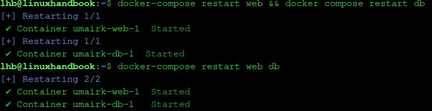 Restart individual containers with dependencies