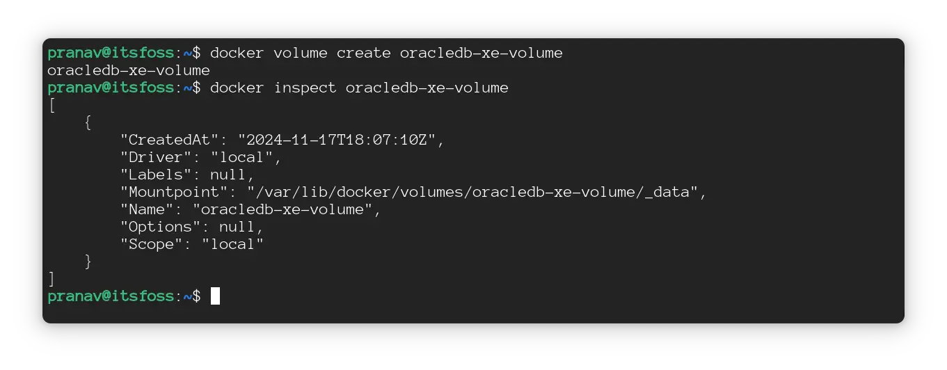 creating a docker volume