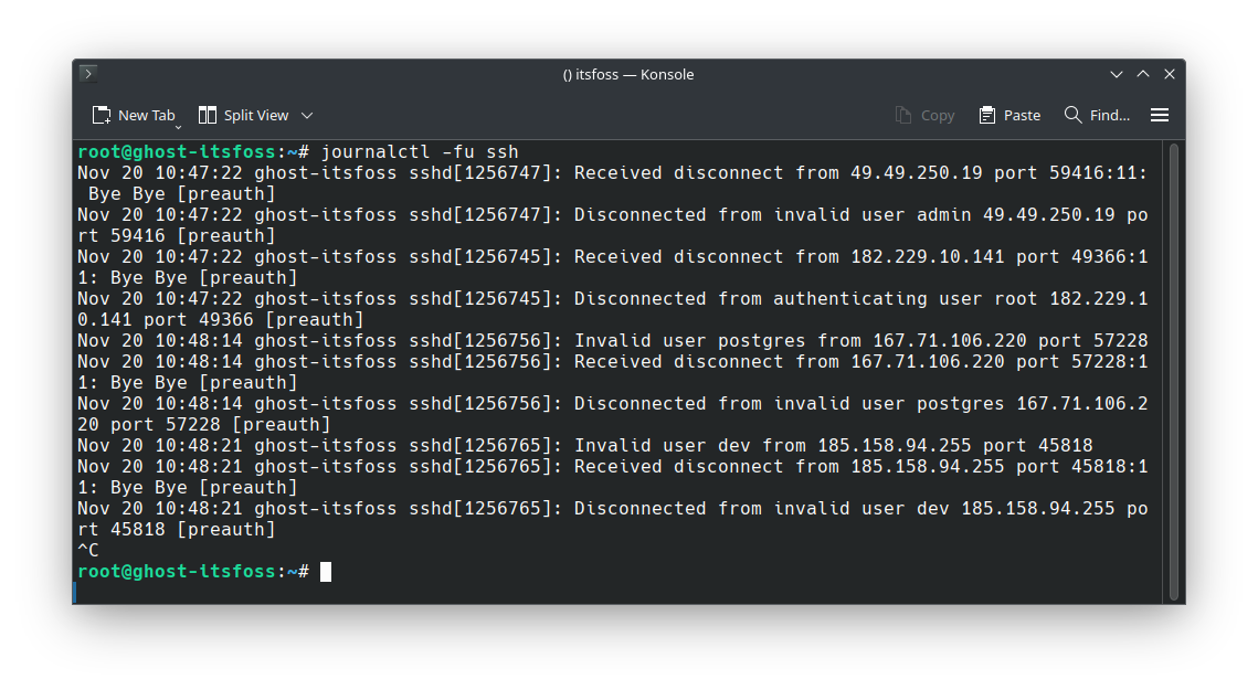 View SSH logs in real time