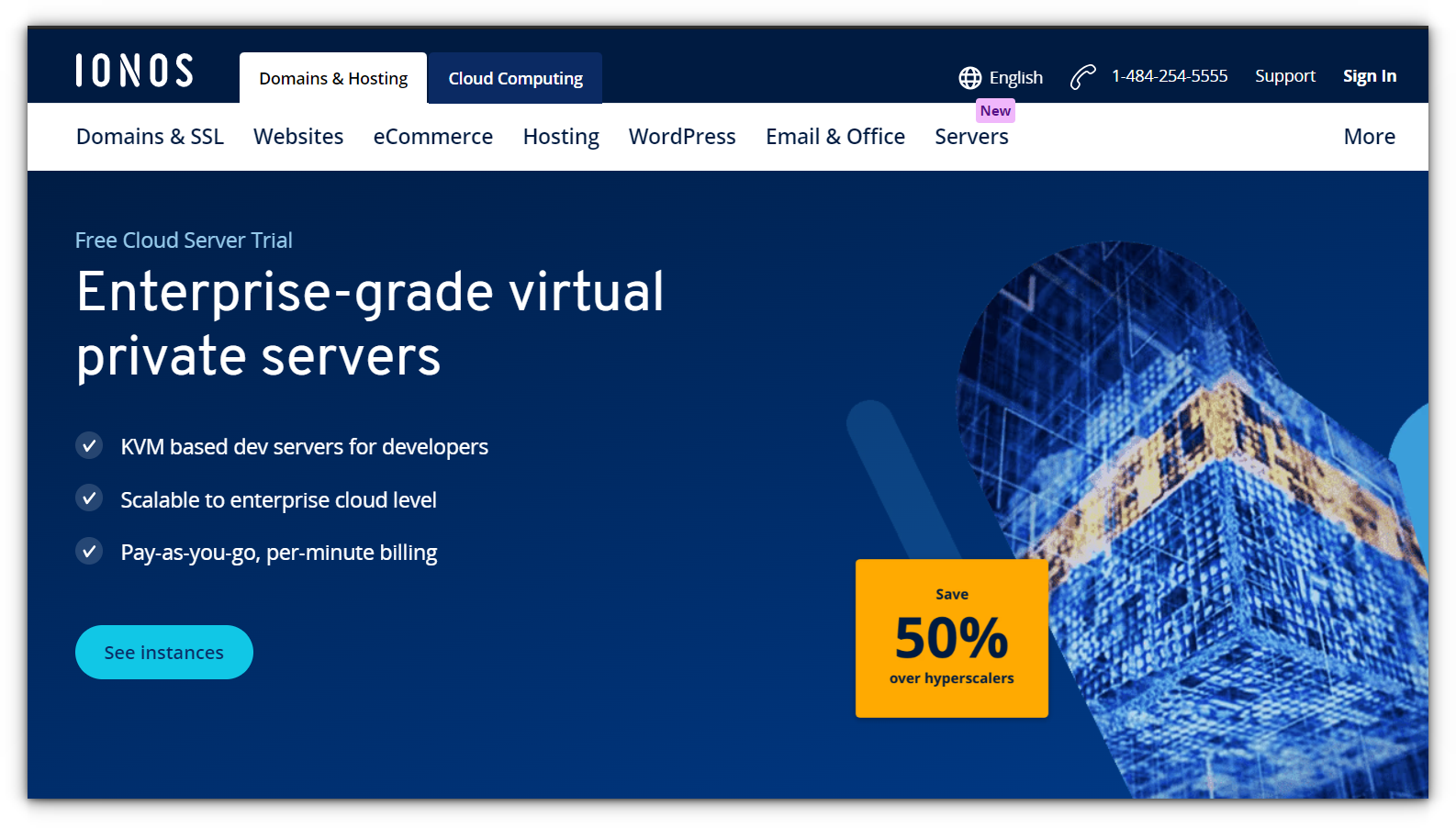 ionos cloud server trial homepage