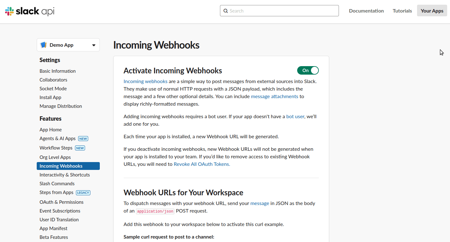 webhook connection to workspace