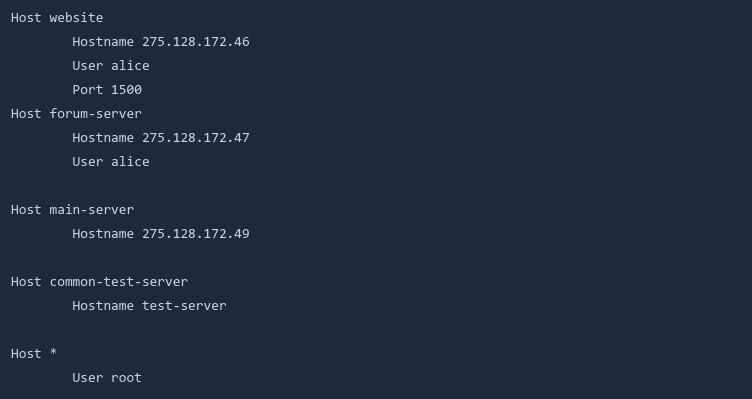 SSH config file example