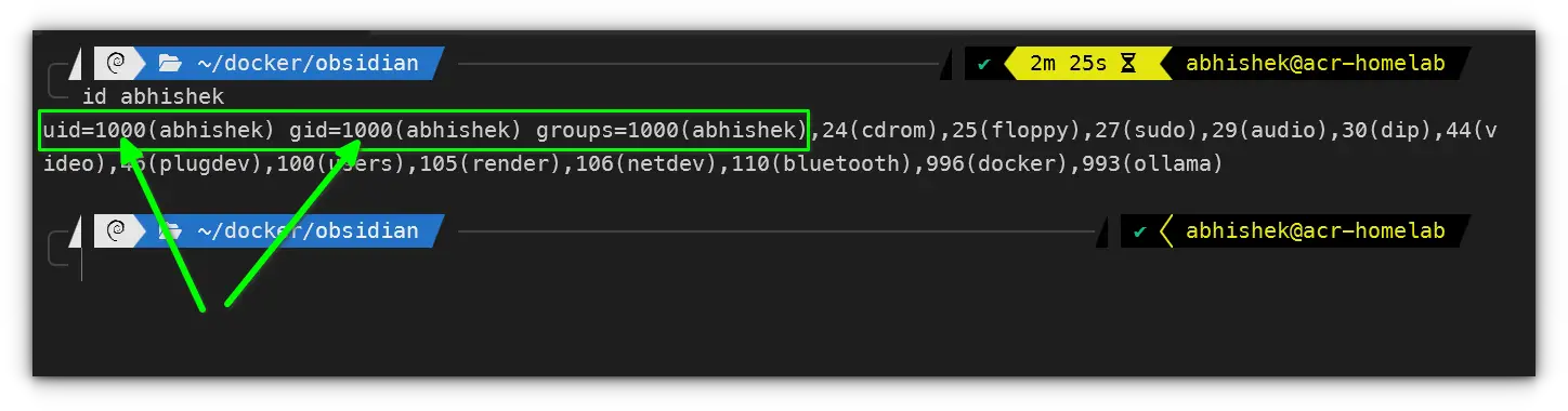 checking the uid, gid of the user